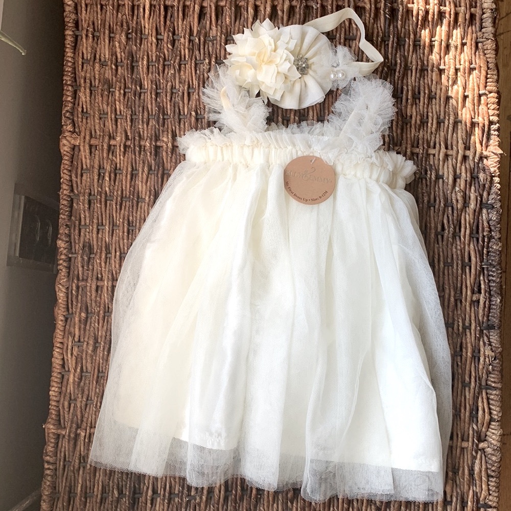 🦋3/$20 Elly & Emmy Baby Photoshoot Dress & Head Band Set. 0-12 Months